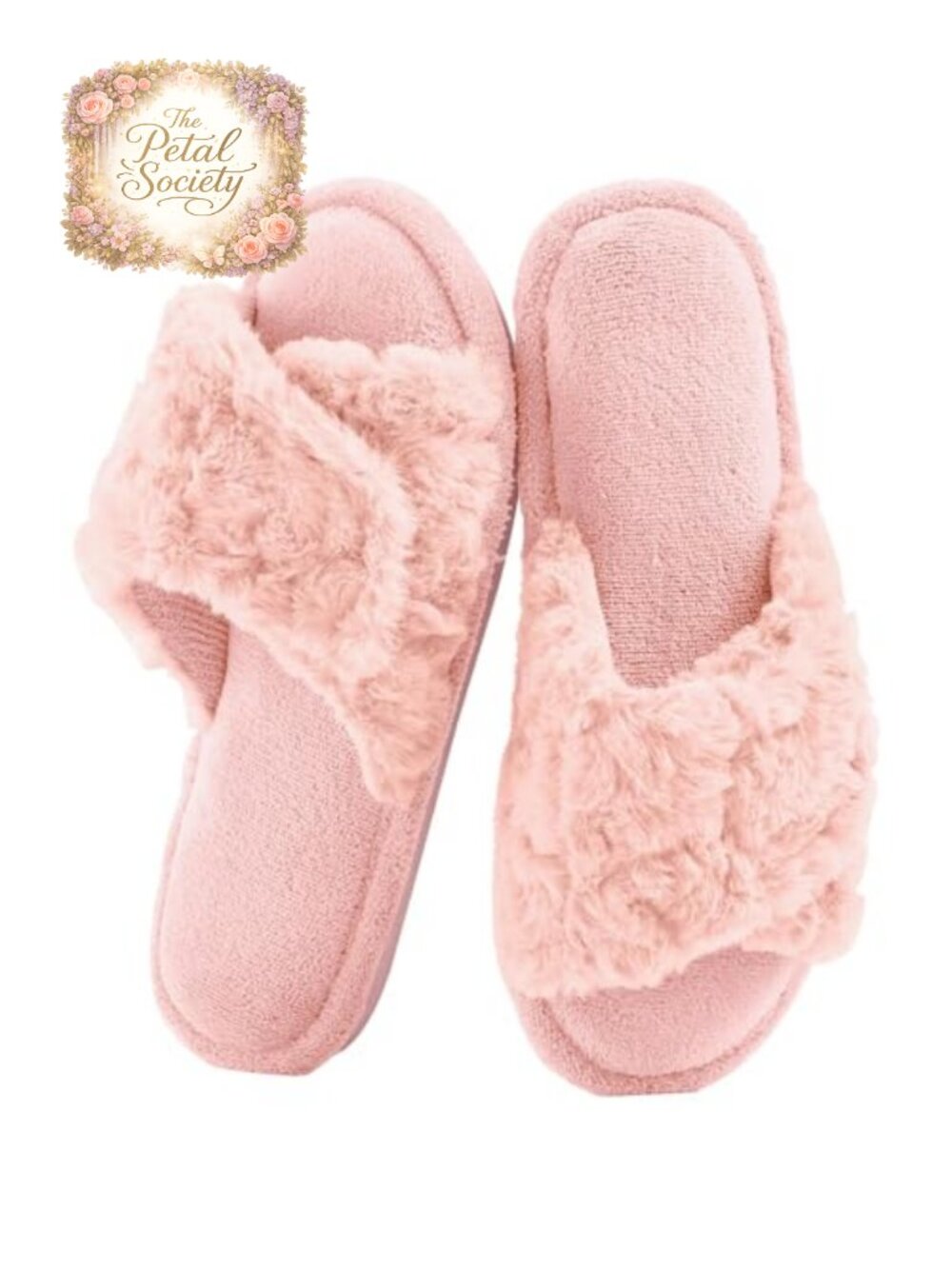 Faux Fur Open Toe Memory Foam Slippers Adjustable Strap House Shoes